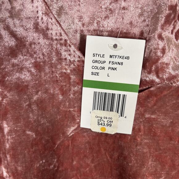 Bobeau Top Large Pink Crushed Velvet Flowy Flutter Romantic Coquette Boho Velour - Picture 6 of 12